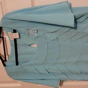 Soft Surroundings NWT Sky Blue Short Sleeve Dress Top XL